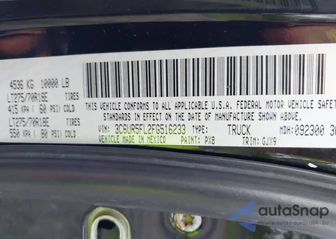 2015 Ram 2500 Laramie из США, поврежденный, VIN 3C6UR5FL2FG516233